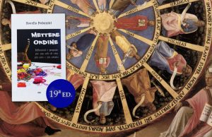 Copertina del libro "mettere ordine", nello sfondo il quadro Ruota mistica e visione di Ezechiele, del beato Angelico.