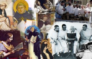 Collage di foto con domenicani che studiano la bibbia