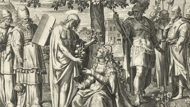 Cristo e la sua Sposa, la Chiesa, sotto un melo, Johann Sadeler (1590), Rijksmuseum.