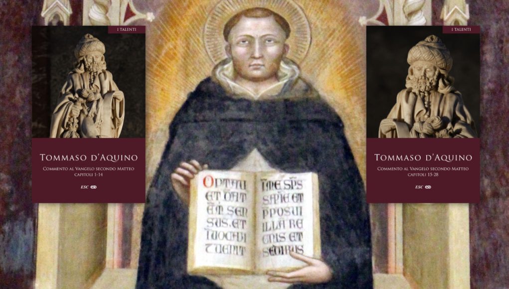 Andrea di Bonaiuto, Apoteosi di san Tommaso D'aquino con i due volumi del commento al vangelo di Matteo