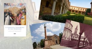 Collage di foto di san Domenico Bologna con copertina del libro sul convento san domenico bologna