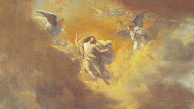 Dipinto con Gesù che ascende al cielo